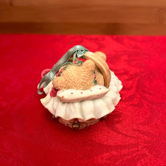 Cherished Teddies Beary Christmas Baby in Basket Ornament - Picture 5 of 8